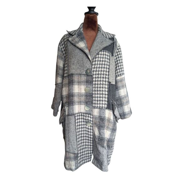 Plaid Patchwork Transitional Spring Coat Size M - Picture 4 of 11